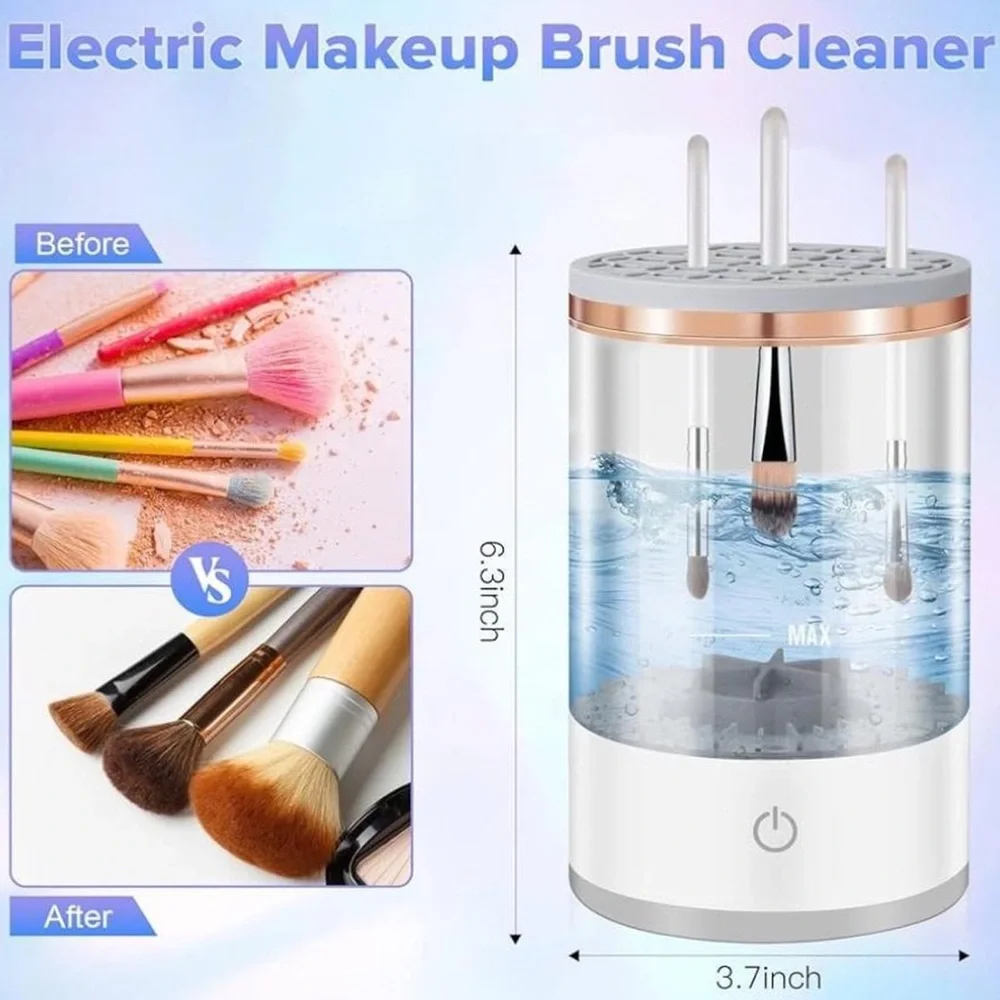 BRAND NEW 2-in-1 Electric Makeup Brush Portable Cleaner Machine And Storage
